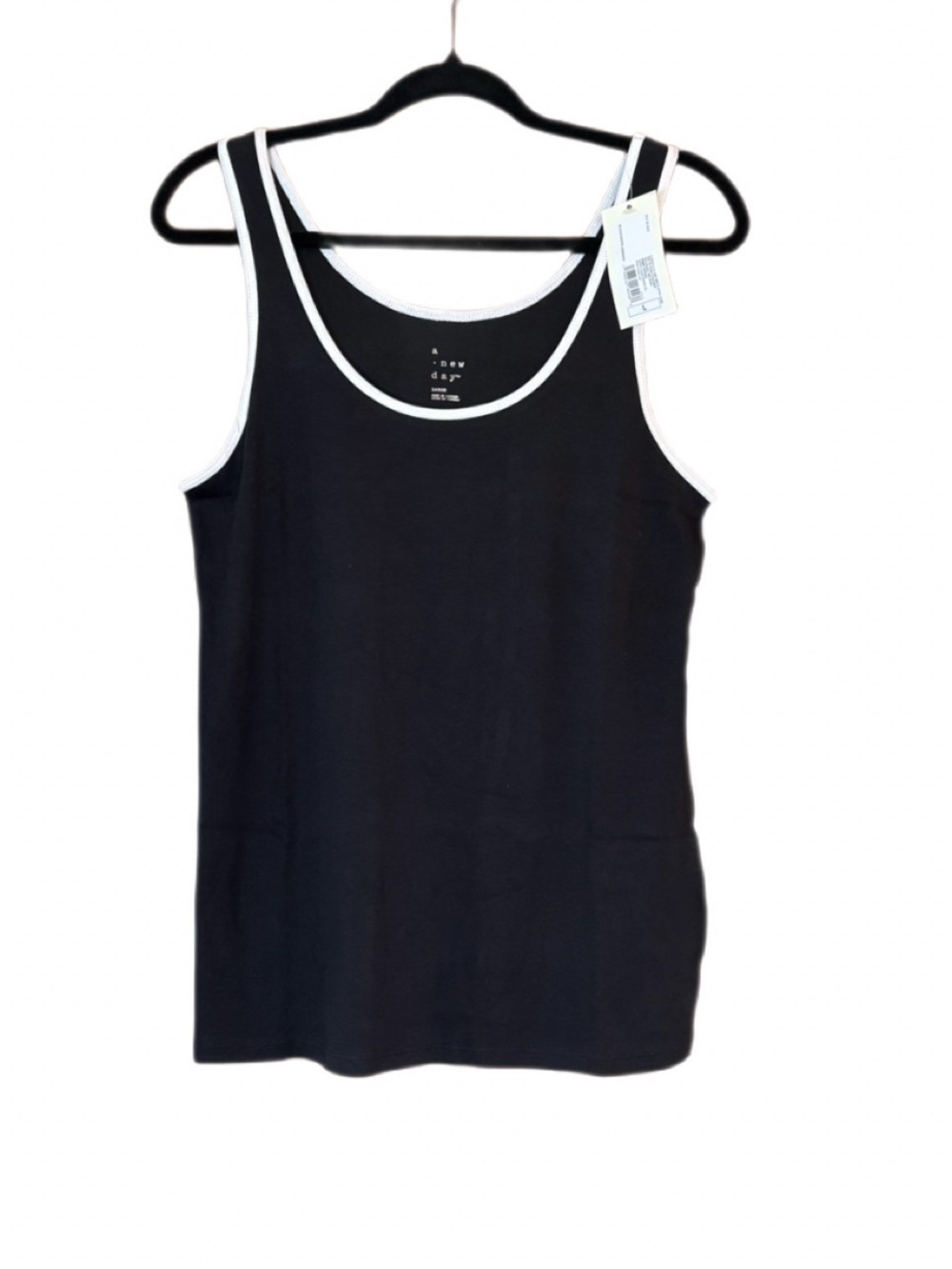 A New Day Black White Trim Stretch Tank Top 2 Pack Size Large NWT - Picture 4 of 9